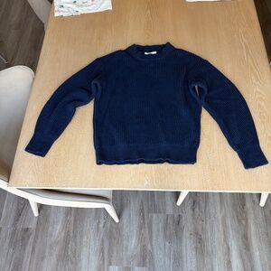 Everlane Cotton Fisherman Crew Sweater Navy Small